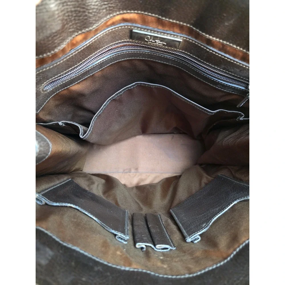 Cole‎ Haan Genevieve Large Woven Leather Tote Bag in Brown with Detachable Strap - Picture 3 of 6